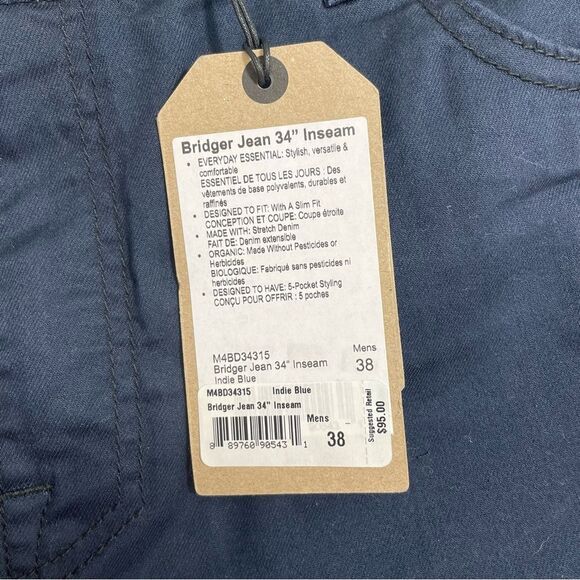NWT Prana Bridger Jeans Indie Blue Slim Straight Men’s Denim 38 x 34 - Picture 4 of 6